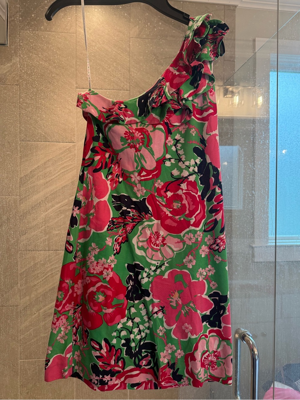 Lilly Pulitzer Green Dress with Pink Floral Accents XS